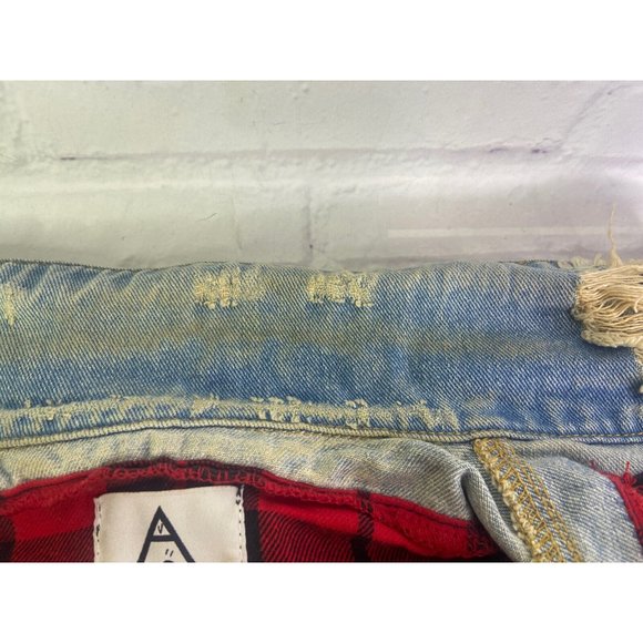 UNIF Womens Small Denim Jean Button Up Front Vest Distressed Destroyed Patches - Picture 6 of 12